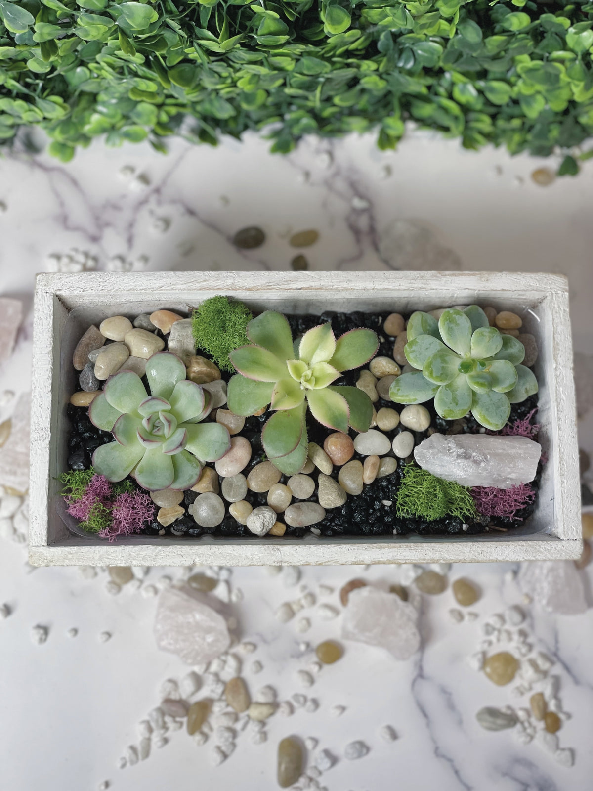 Rose Quartz Rectangle Wooden Planter - The Crafty Kit