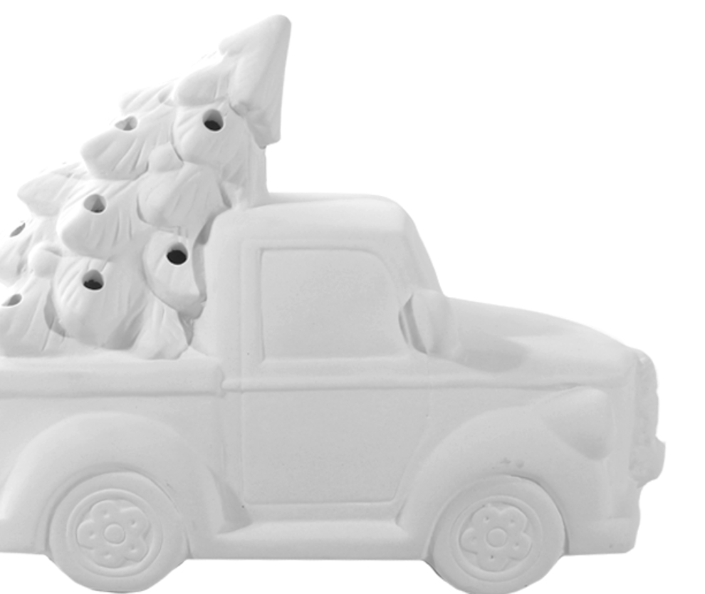 Ceramic Bisque Truck with Yeti Christmas Topper- Ready to Paint - Ceramic Christmas - Ceramic hotsell Yeti - Ceramic Truck and Tree - Vintage Truck