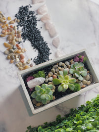Rose Quartz Rectangle Wooden Planter - The Crafty Kit