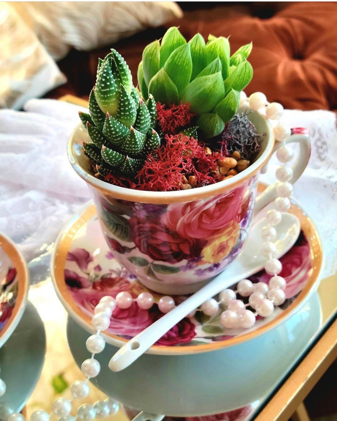 Faux Succulent tea buying cup planter